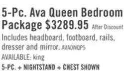 The Brick Ava 5pc Bedroom Set with Bed, Dresser & Mirror, LED, Glam, White - Queen Size offer