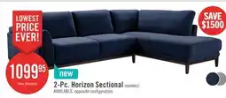 The Brick Horizon 2-Piece Right-Facing Fabric Sectional with Wood Base and Legs - Navy offer