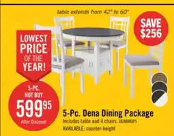 The Brick Dena 5pc Dining Set with Table & Chairs, 42-60W Extension, Round - Dove Grey offer