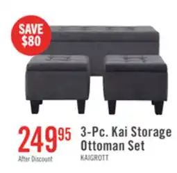 The Brick Kai 19.5 3-Piece Storage Ottomans - Grey Linen-Look offer