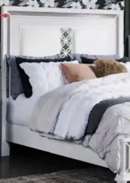 The Brick Ava Panel Bed with Headboard & Frame, LED, Glam, White - Queen Size offer