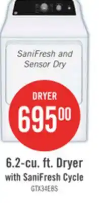 The Brick GE 6.2 Cu. Ft. Electric Dryer with SaniFresh Cycle White - GTX34EBMRWS offer