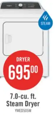 The Brick Whirlpool 7 Cu. Ft. Electric Dryer with Steam - White - YWED5050LW offer