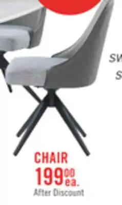 The Brick Bari Dining Chair with Vegan-Leather & Linen-Look Fabric, Swivel-Seat, Metal - Grey offer