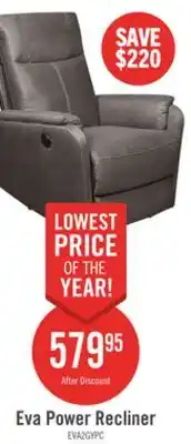 The Brick Eva 29.5 Faux Suede Power Reclining Chair - Dark Grey offer