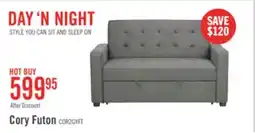 The Brick Cory 59 Velvet Fabric Klik Klak Futon with Tufting - Grey offer