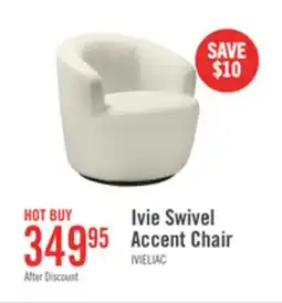 The Brick Ivie 28.7 Chenille Boucle Fabric Curved Swivel Accent Chair - White offer