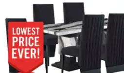 The Brick Vega 7pc Dining Set with Table & 6 Chairs, Marble Look, Pedestal Base, 82W - Natural & White offer