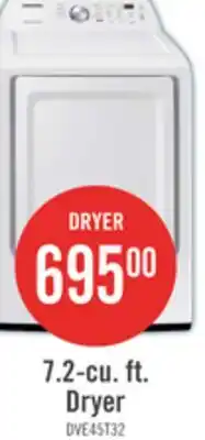 The Brick Samsung 7.2 Cu. Ft. Electric Dryer - White - DVE45T3200W/AC offer