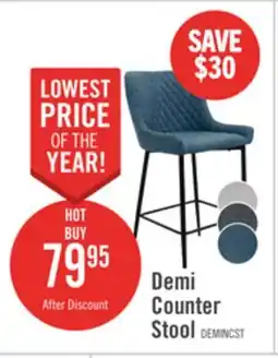 The Brick Demi Counter-Height Stool with Velvet-Like Fabric, Metal - Navy offer