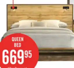 The Brick Silas Platform Bed with Headboard & Frame, LED, Rustic Brown - Queen Size offer