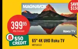 The Brick Magnavox 65 4K Ultra HD Roku Smart TV offer