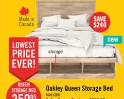 The Brick Oakley Platform Bed with Headboard & Storage Frame, Made in Canada, Natural - Queen Size offer