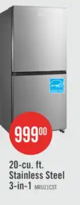 The Brick Midea 20 Cu. Ft. 3-in-1 Convertible Refrigerator-Freezer - Stainless Steel - MRU21C7BST offer