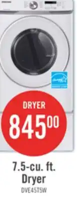 The Brick Samsung 7.5 Cu. Ft. Electric Dryer - White - Stackable - DVE45T6005W/AC offer