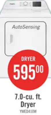 The Brick Whirlpool 29 7.0 Cu. Ft. Electric Dryer with AutoSensing - YWED4105SW offer