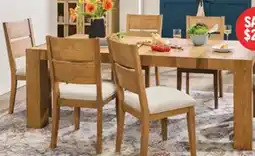 The Brick Lotus 7pc Dining Set with Table & 6 Fabric Chairs, Wood, 82W - Natural/Grey offer