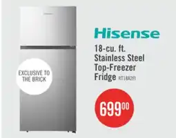 The Brick Hisense 30 18 Cu. Ft. Top-Mount Refrigerator - Stainless Steel - RT18A2FID offer