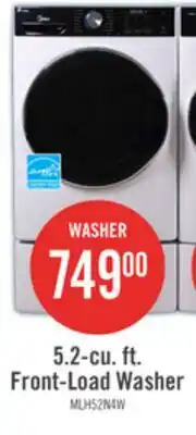 The Brick Midea 5.2 Cu. Ft. Front-Load High-Efficiency Washer - White - Stackable - MLH52N4AWW offer