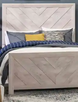 The Brick Lark Panel Bed with Headboard & Frame, Chevron Pattern, Rustic White - Queen Size offer