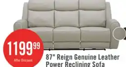 The Brick Reign 87 Top-Grain Genuine Leather Power Reclining Sofa with USB Ports - Deltona Moonshine Taupe offer