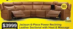 Leon's Jackson Leather 6-Piece Power Reclining Sectional with Heat and Massage - Butternut offer