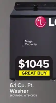 Leon's LG Matte Black Top Load Washer with 4-Way Agitator (6.1 cu. ft.) - WT8405CB offer