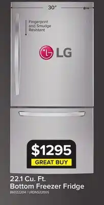 Leon's LG 30 22.1 Cu. Ft. Stainless Steel Bottom-Freezer Refrigerator - LRDNS2200S offer