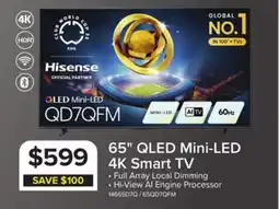Leon's Hisense 65 4K Smart QLED MiniLED TV - 65QD7QFM offer