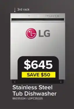 Leon's LG Stainless Steel Dishwasher with 3rd Rack - LDFC3532S offer