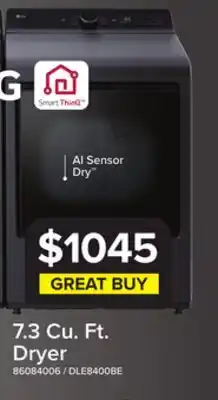 Leon's LG Matte Black Electric Dryer with EasyLoad Door (7.3 cu.ft) - DLE8400BE offer