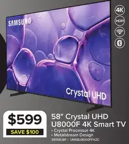 Leon's Samsung 58 4K CUHD Smart LED TV - UN58U8000FFXZC offer