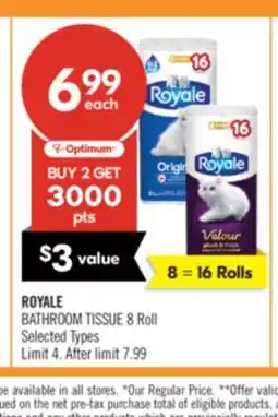 Shoppers Drug Mart ROYALE BATHROOM TISSUE 8 Roll offer