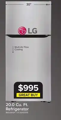 Leon's LG 30 20 Cu. Ft. Stainless Steel Top-Freezer Refrigerator - LTCS20020S offer
