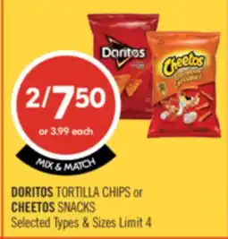 Shoppers Drug Mart DORITOS TORTILLA CHIPS or CHEETOS SNACKS offer