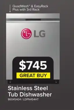 Leon's LG Smudge Resistant Stainless Steel Dishwasher with QuadWash - LDPN454HT offer
