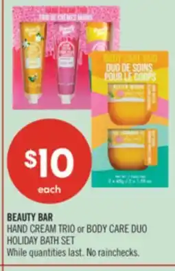 Shoppers Drug Mart BEAUTY BAR HAND CREAM TRIO or BODY CARE DUO HOLIDAY BATH SET offer