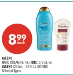 Shoppers Drug Mart AVEENO HAND CREAM (97mL), OGX (577mL) or AVEENO (221mL - 227mL) LOTIONS offer