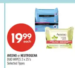 Shoppers Drug Mart AVEENO or NEUTROGENA DUO WIPES 2 x 25's offer