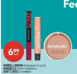 Shoppers Drug Mart RIMMEL LONDON PROVOCALIPS LIP GLOSS, ANNABELLE PERFECT BRONZER or BURT'S BEES LIP SHIMMER offer