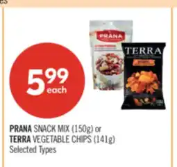 Shoppers Drug Mart PRANA SNACK MIX (150 g) or TERRA VEGETABLE CHIPS (141 g) offer
