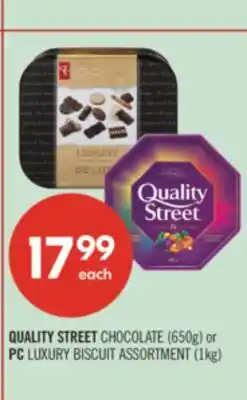 Shoppers Drug Mart QUALITY STREET CHOCOLATE (650g) or PC LUXURY BISCUIT ASSORTMENT (1kg) offer