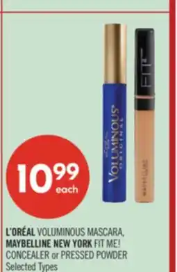 Shoppers Drug Mart L'ORÉAL VOLUMINOUS MASCARA, MAYBELLINE NEW YORK FIT ME! CONCEALER or PRESSED POWDER offer