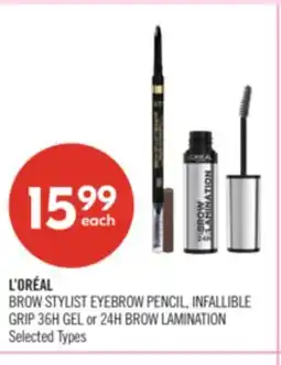 Shoppers Drug Mart L'ORÉAL BROW STYLIST EYEBROW PENCIL, INFALLIBLE GRIP 36H GEL or 24H BROW LAMINATION offer