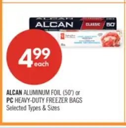Shoppers Drug Mart ALCAN ALUMINUM FOIL (50') or PC HEAVY-DUTY FREEZER BAGS offer