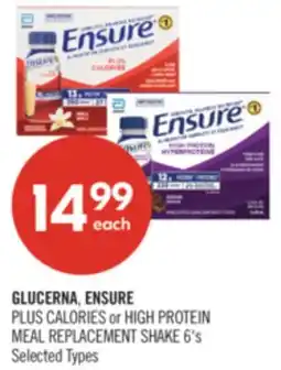 Shoppers Drug Mart GLUCERNA, ENSURE PLUS CALORIES or HIGH PROTEIN MEAL REPLACEMENT SHAKE offer