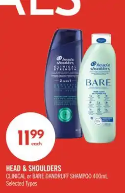 Shoppers Drug Mart HEAD & SHOULDERS CLINICAL or BARE DANDRUFF SHAMPOO offer