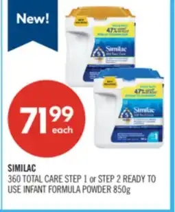Shoppers Drug Mart SIMILAC 360 TOTAL CARE STEP 1 or STEP 2 READY TO USE INFANT FORMULA POWDER 850g offer