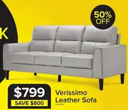 Leon's Verissimo Leather Sofa - Silver offer