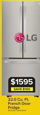 Leon's LG 30 22 Cu. Ft. Smudge Resistant Stainless Steel French Door Refrigerator - LRFNS2200S offer